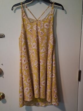 BP Yellow Floral Strappy Swing Dress